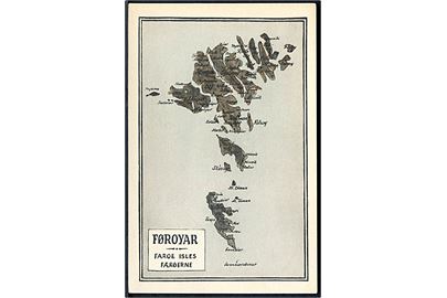 Færøerne, landkort. Tegnet af J. Olsen. H. Jacobsen u/o.