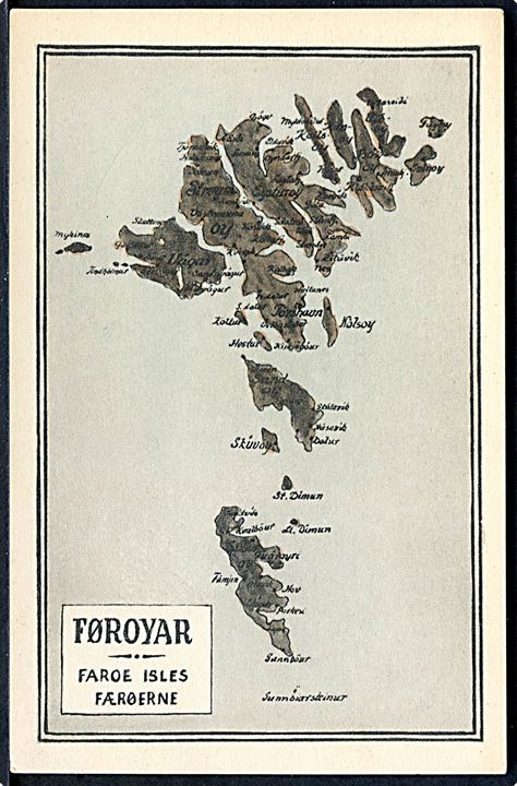 Færøerne, landkort. Tegnet af J. Olsen. H. Jacobsen u/o.