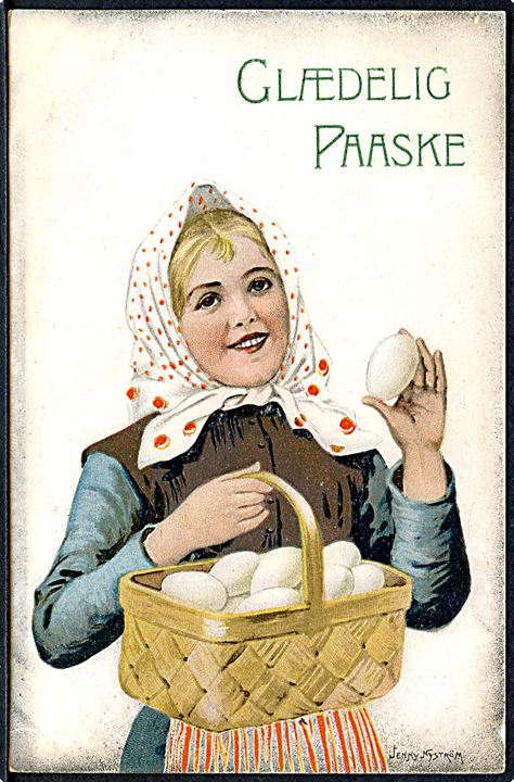 Nyström, Jenny: “Glædelig Paaske”. Pige med æg. V.P. no. 106.