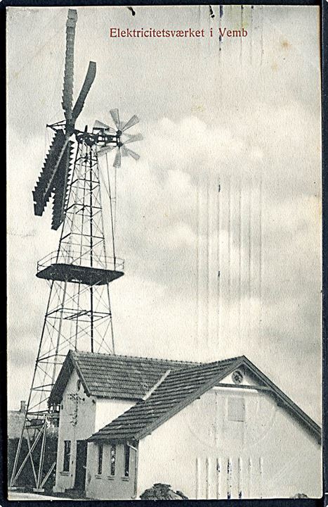 Vemb, elektrisitetsværket med vindmølle. M. Høgsberg u/no.