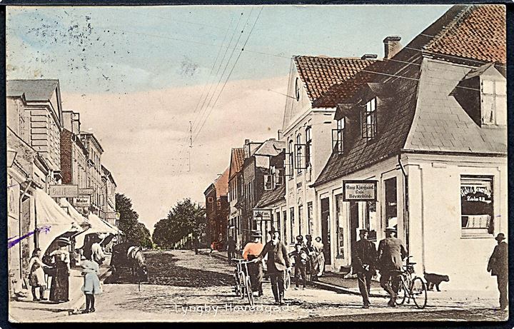 Lyngby, hovedgade med Hans Kjærgaard’s café. C. G. Petersen no. 22125.