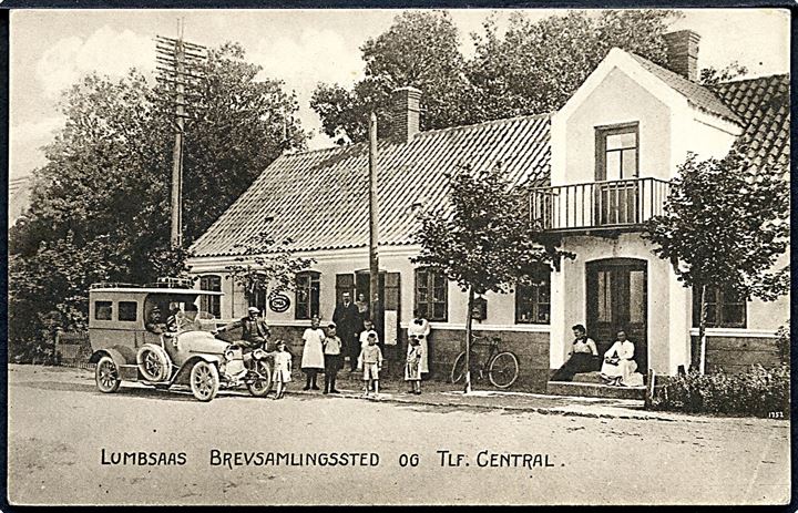 Lumbsaas, Brevsamlingssted og Telefoncentral med automobil. No. 1752.