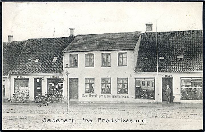 Frederikssund, gadepati med P. Olsen’s cykelhandler. No. 12746.