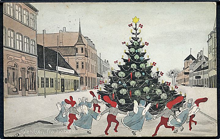 Holbæk, nisser danser om juletræet af Carl Røgind. No. 58459.