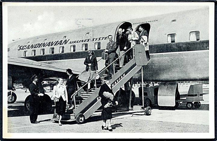 Douglas DC-6 “Cloudmaster” fra SAS. Lufthavns-Kiosken no. 8052.