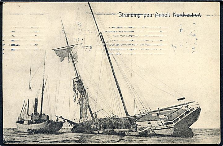 Anholt, bjærgning af strandet sejlskib ved Nordvestrev. J.J.N. no. 1199.