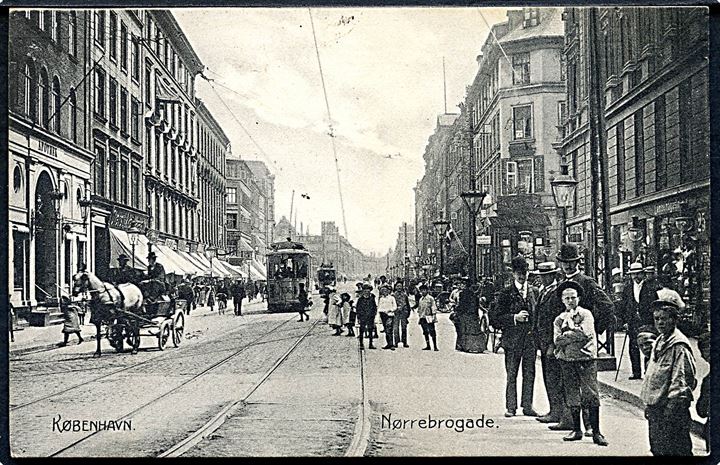 Købh., Nørrebrogade med sporvogn no. 106. Stenders no. 3872.