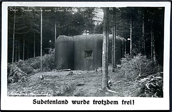 Verdenskrig 2. “Sudetenland wurde trotzdem frei!” med tjekkisk befæstning. Schöberline u/no. 