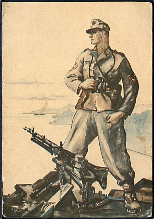 Narvik-kæmper. Tysk soldat i Norge. Anvendt som tysk feltpost d. 21.3.1941. U/no.