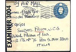 2½d George VI helsagskuvert sendt som luftpost fra Margate d. 30.8.1943 til britisk krigsfange i italiensk fangenskab i Campo P.G. No. 78, Posta Militare 3300, Italien. (= Fonte d’Amore, Sulmona, Abruzzo, Italien). Åbnet af britisk censur PC90/3004.