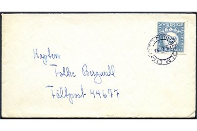 Fältpost Svarmärke på brev stemplet Drottningholm d. 13.7.1943 til kaptajn ved fältpost 44677.