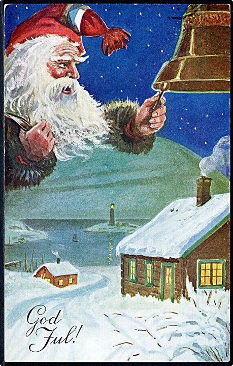 God Jul. Julemanden ringer med klokken. Mittet & Co. serie 2559. 