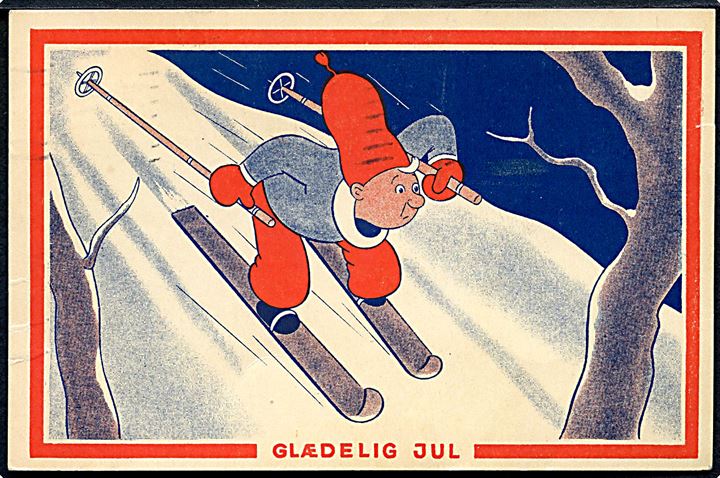 Carl Edvard Blæhr: Glædelig Jul. Nisse på ski. U/no. 