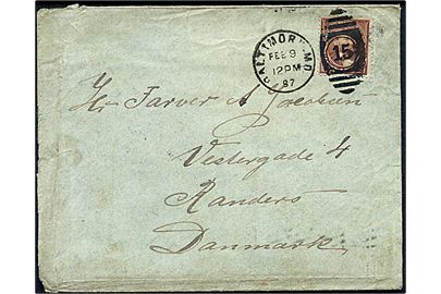 5 cents Grant på brev fra Baltimore d. 9.2.1897 via New York til Randers, Danmark. ank.stemplet d. 20.2.1897.