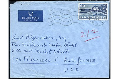 60 øre Landbrug på luftpostbrev fra Ballerup d. 11.8.1960 til San Francisco, USA.