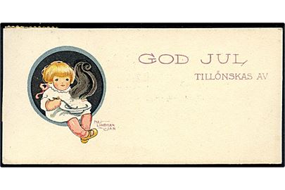 Maj Lindman: God Jul. Tillönskas av. Axel Eliassons Kunstforlag no. 6439. 13 x 6,2 cm. 