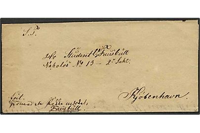 1841. Adressebrev påskrevet Frit med indhold dateret Aarhus d. 16.3.1841 til Kjøbenhavn.