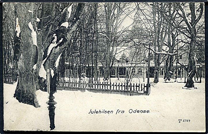 Julehilsen fra Odense med sne. H. H. O. no. 5757. 