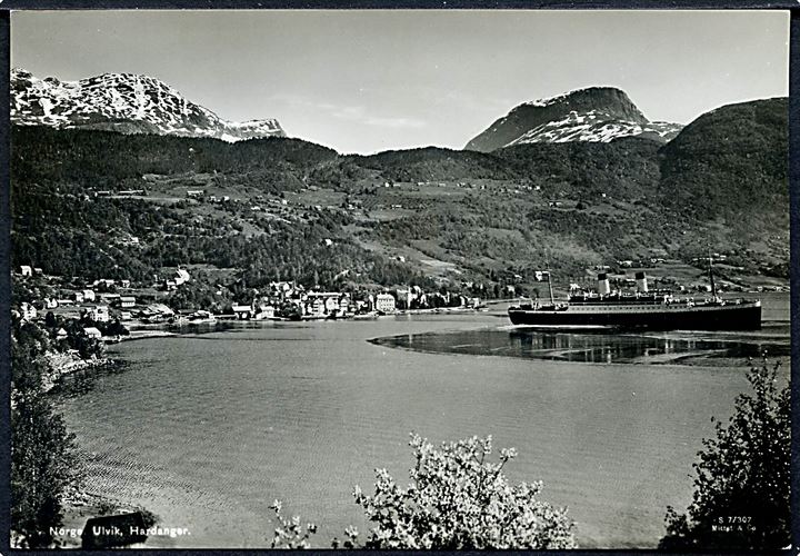 Norge. Skib udfor Ulvik, Hardanger. Mittet & Co. no. S 7 / 307. 
