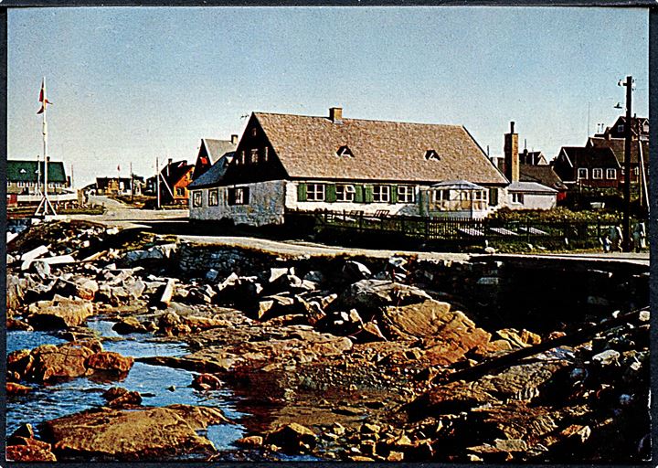 Grønland. Hans Egedes hus ved den gamle kolonihavn, Godthåb. KGH no. 33. Trykt af Grønlund. Uden tiltryk.  