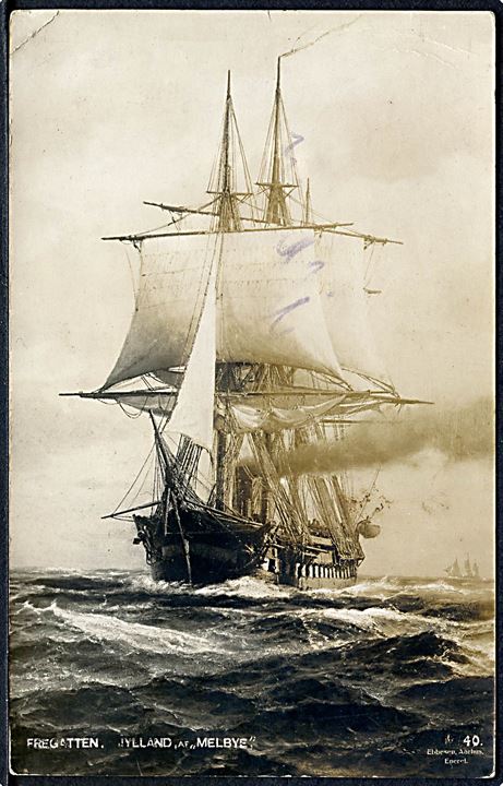 Fregatten Jylland efter maleri af Melbye. Ebbesen no. 40.