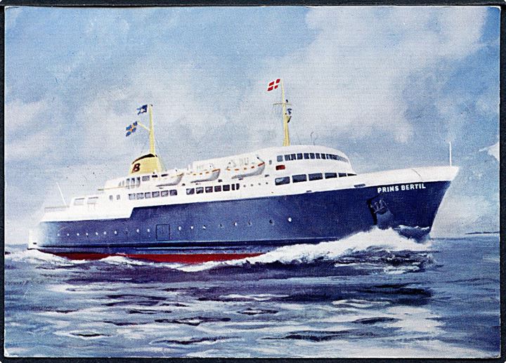 Prins Bertil, M/S, svensk færge på ruten Halmstad - Århus. Annulleret med skibsstempel d. 5.8.1960.