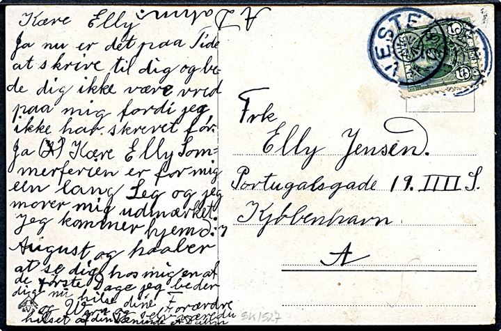 5 øre Fr. VIII på brevkort annulleret med stjernestempel VESTERØ til København.