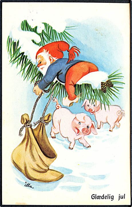 Illa Winkelhorn: Glædelig Jul. Nisse sover på grenen. Stenders, serie 629 / 27. 