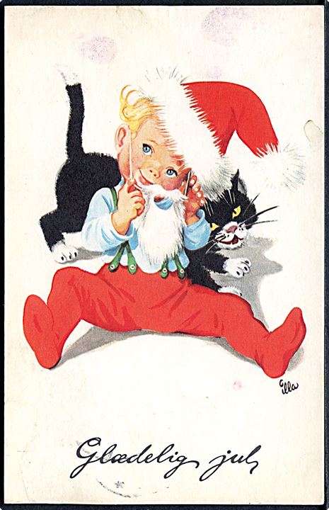 Illa Winkelhorn: Glædelig Jul. Barn og kat. Serie 519 / 48. 