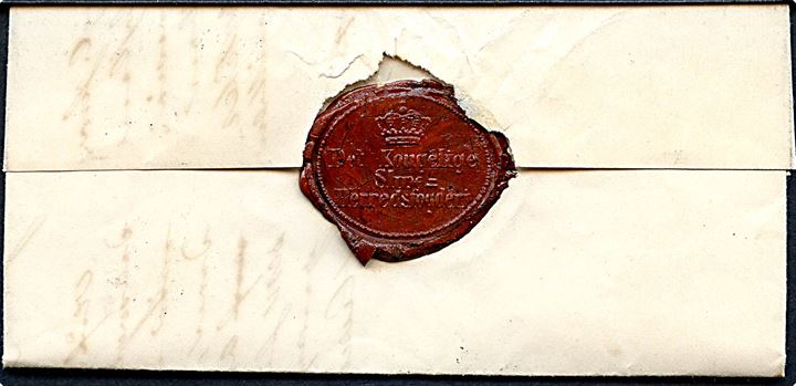 1854. Tjenestebrev med laksegl Det kongelige Silde Herredsfogederi stemplet antiqua Tønder d. 11.3.1854 til Husum. Påskrevet 6 sk. porto.