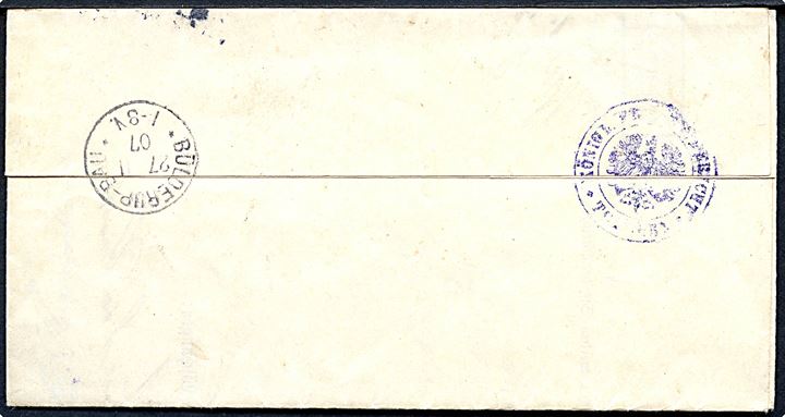 Ufrankeret portopligtig tjenestebrev fra Tondern **a d. 26.11.1907 til Bov. Udtakseret i 10 pfg. Porto. På bagsiden ank.stemplet Bülderup-Bau d. 27.11.1907.
