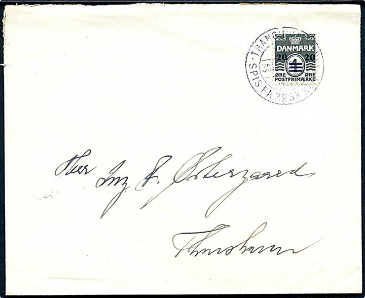 20/1 øre Provisorium på brev annulleret med klipfiskstempel i Trangisvaag d. 30.10.1941 til Thorshavn.