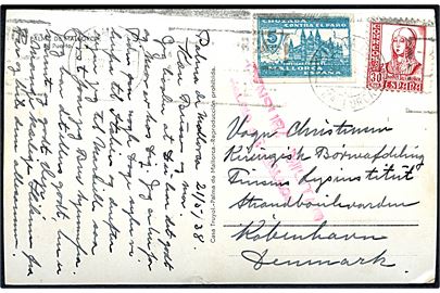30 cts. Isabel og 5 cts. Mallorca på brevkort fra Palma de Mallorca d. 23.5.1938 til København, Danmark. Lokal spansk censur fra Palma de Mallorca. 