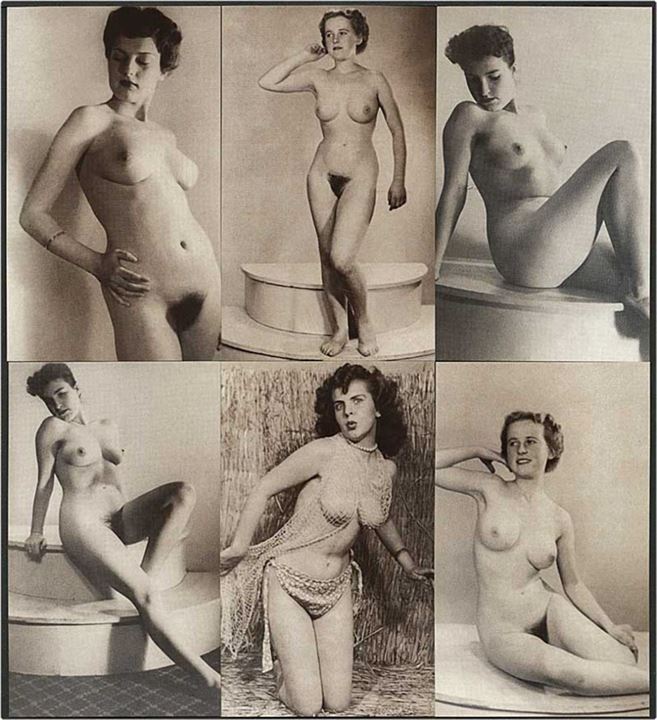 Erotiske postkort. Sæt på 20 postkort (nytryk ca. 1995) fremstillet efter ikke offentliggjorte optagelser fra 1950'erne. 