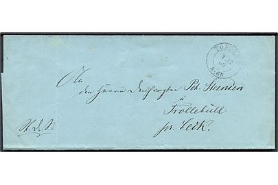 1868. Ufrankeret tjenestebrev stemplet Tondern d. 7.12.1868 til Trollebüll pr. Leck.