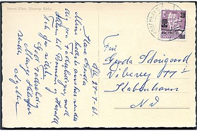 30/15 øre Verdensflygtningeåret 1959-60 på brevkort stemplet København d. 26.7.1961 til København.