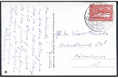 25+5 øre Jutlandia på brevkort annulleret med turiststempel Kjellerup d. 2.8.1952 til København.