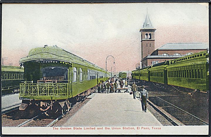 El Paso, The Golden State Limited og Union station med holdende tog. 