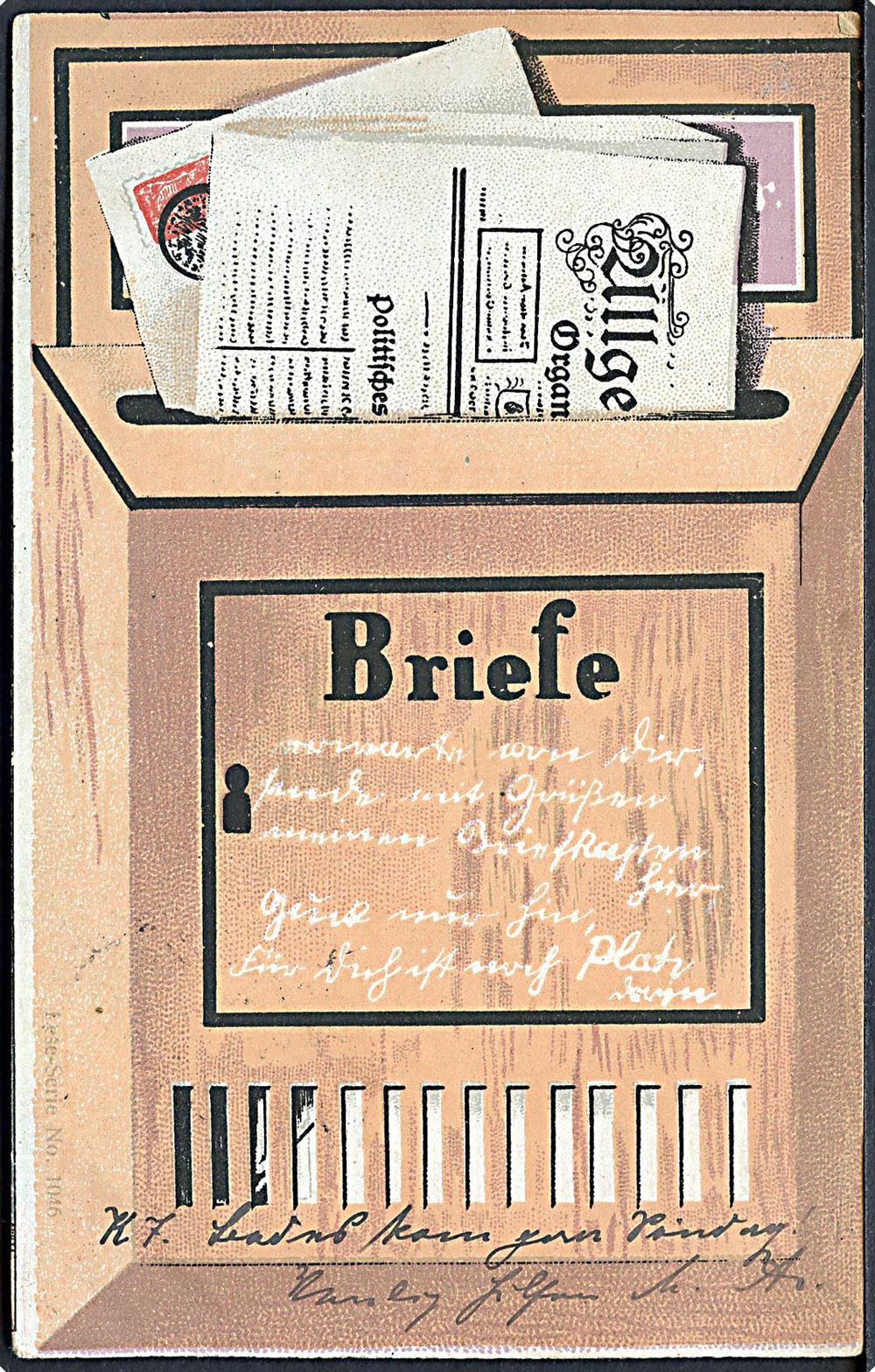 Tysk postkasse Tegnet kort anvendt Nordslesvig fra Woyens til