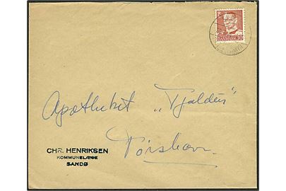 30 øre Fr. IX på brev fra Sandø annulleret med pr.-stempel Skropen pr. Thorshavn d. 20.9.1956 til Thorshavn.