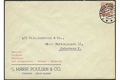 20 øre Fr. IX på brev fra Thorshavn d. 11.6.1949 til København.