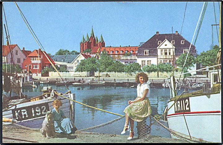Kalundborg. Havneparti. Rudolf Olsens Kunstforlag no. 97. 