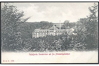 Vejlefjords Sanatorium set fra Himmerigsbakken. Warburgs Kunstforlag no. 1131. 