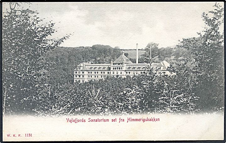 Vejlefjords Sanatorium set fra Himmerigsbakken. Warburgs Kunstforlag no. 1131. 