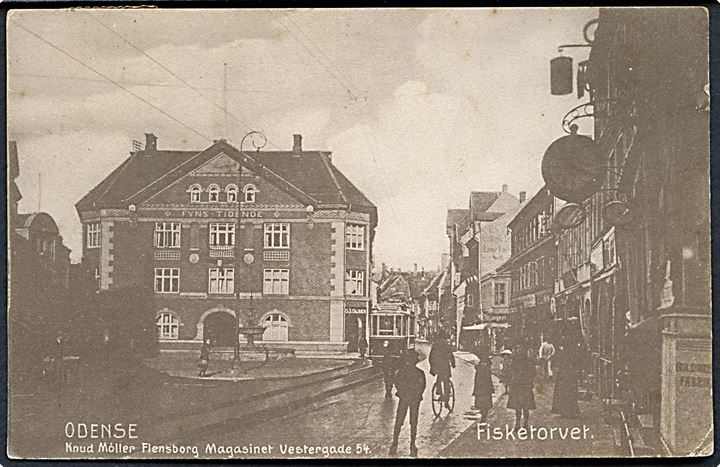 Odense, Fisketorvet med sporvogn no. 7. K. Møller, Flensborgs Magasinet u/no.