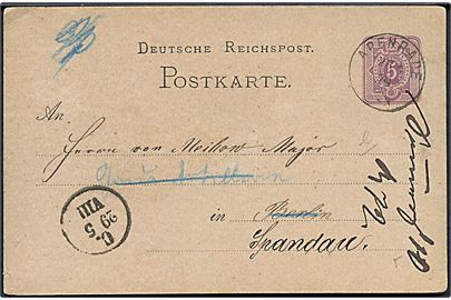 5 pfg. Ciffer helsagsbrevkort annulleret med enringsstempel Apenrade d. 28.5.1879 til Berlin.