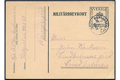 Militärbrevkort stemplet Postanstalten 1009C (= Bjärsjölagård) d. 15.2.1941 til Lindholmen. Fra soldat ved fältpost nr. 42751.