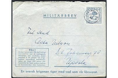 Militärbrev stemplet Fältpost 120 d. 11.3.1943 til Upsala. Fra soldat ved fältpost 42719 med  bortklippet svarmærke.