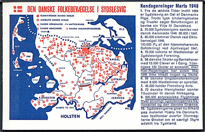 Den Danske Folkebevægelse i Sydslesvig. Kendsgerninger Marts 1948. Dansk - Nordisk Ungdomsforbund u/no. 