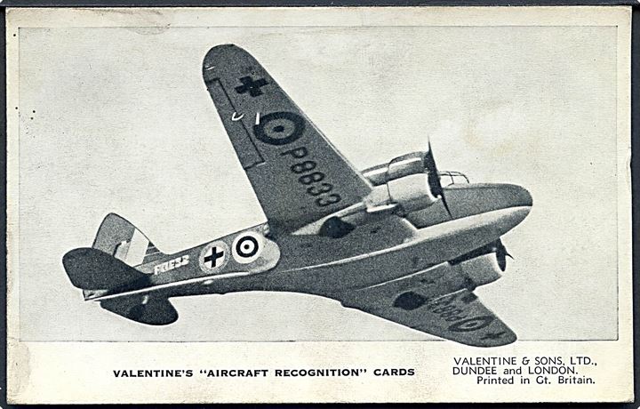 Airspeed Oxford maskine fra Royal Air Force. Valentine's Fjernkendingskort no. 1.